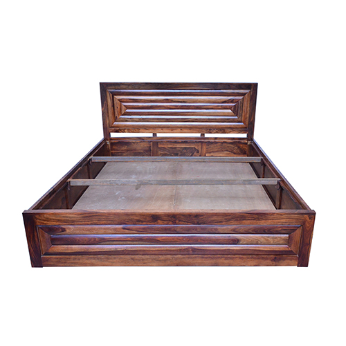 Home Edge Sheesham Solid Wood Bed With Storage- King Size Natural Brown - Image 3