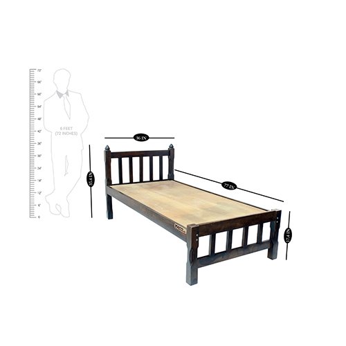 Sheesham Solid Wood Single Bed- Small Walnut - Image 8