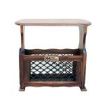 Sheesham Solid Wood Magazine Holder With Iron Grill Natural Brown - Image 2
