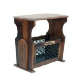 Sheesham Solid Wood Magazine Holder With Iron Grill Natural Brown - Image 3