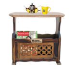 Sheesham Solid Wood Magazine Holder With Carving Provincial Teak