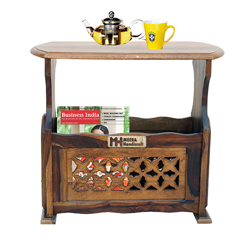 Sheesham Solid Wood Magazine Holder With Carving Provincial Teak - Image 1