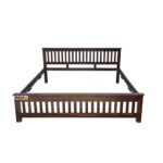 Wooden strip sheesham solid wood bed- king size walnut - Image 4