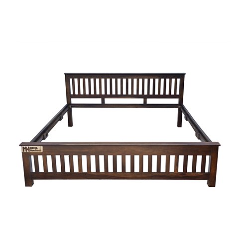 Wooden strip sheesham solid wood bed- king size walnut - Image 4
