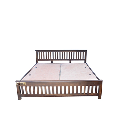 Wooden strip sheesham solid wood bed- king size walnut - Image 5