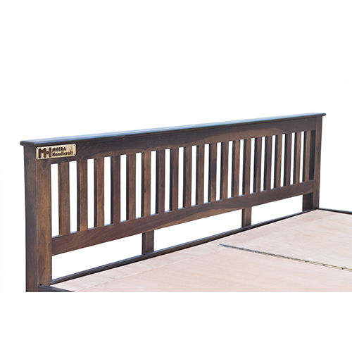 Wooden strip sheesham solid wood bed- king size walnut - Image 8