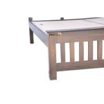 Wooden strip sheesham solid wood bed- king size walnut - Image 9
