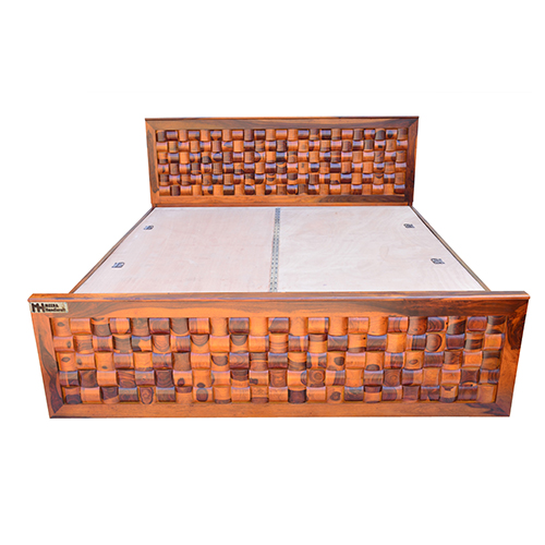 Wooden wave sheesham solid wood bed - king size mapple - Image 2