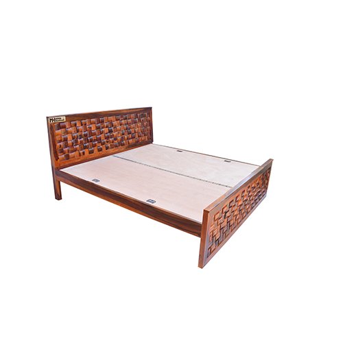 Wooden wave sheesham solid wood bed - king size mapple - Image 3