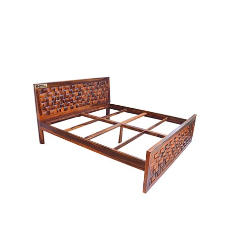 Wooden wave sheesham solid wood bed - king size mapple - Image 4