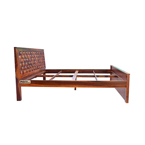 Wooden wave sheesham solid wood bed - king size mapple - Image 5