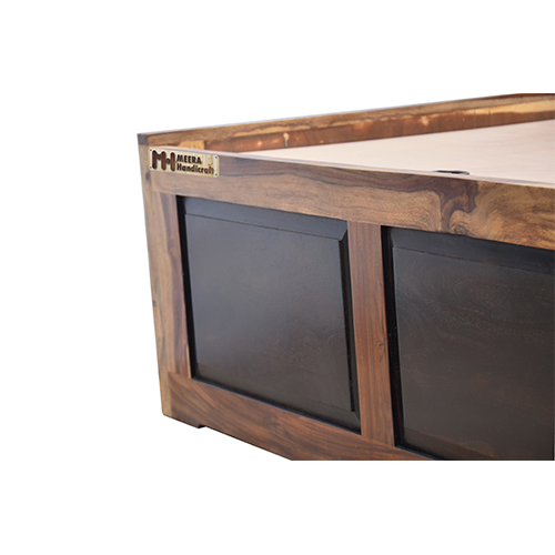 Sheesham solid wood diwan bed with storage natural brown - Image 3