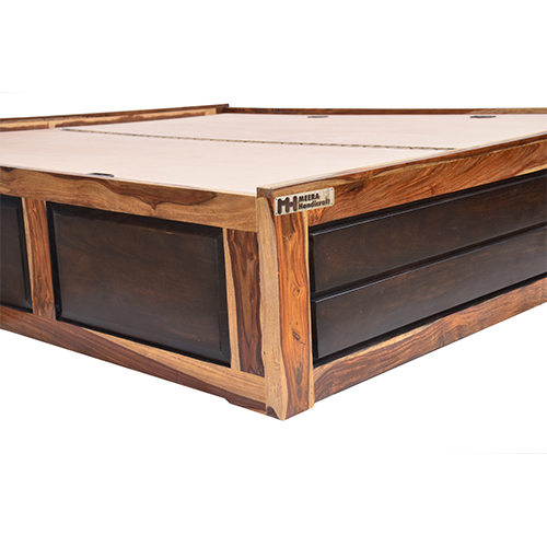 Sheesham solid wood diwan bed with storage natural brown - Image 4