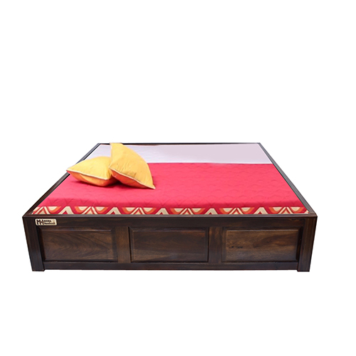 Sheesham solid wood diwan bed with storage walnut - Image 1