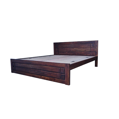 Meera sheesham solid wood bed without storage-king size natural brown - Image 1