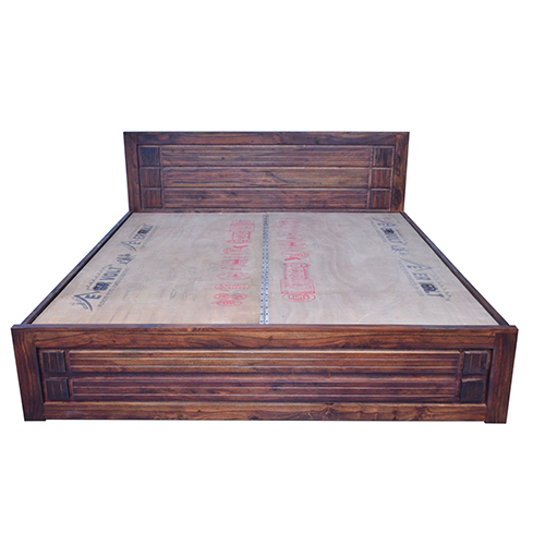 Meera sheesham solid wood bed without storage-king size natural brown - Image 2