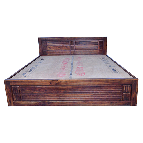 Meera sheesham solid wood bed with storage - king size natural brown - Image 1