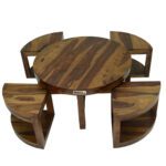 Sheesham Solid Wood Round Cofee Table With 4 Seating Provincial Teak - Image 6