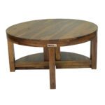 Sheesham Solid Wood Round Cofee Table With 4 Seating Provincial Teak - Image 4