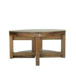 Sheesham Solid Wood Round Cofee Table With 4 Seating Provincial Teak - Image 3