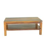 Sheesham Solid Wood Coffee Table With Shelf Mapple Honey - Image 2
