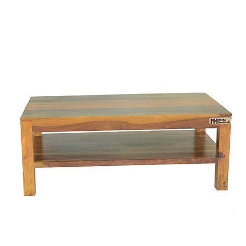 Sheesham Solid Wood Coffee Table With Shelf Mapple Honey - Image 2