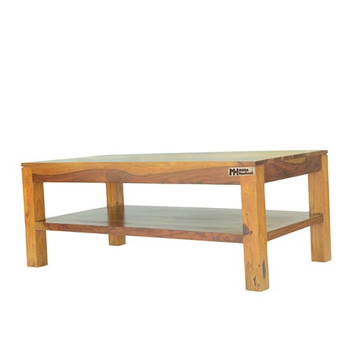 Sheesham Solid Wood Coffee Table With Shelf Mapple Honey - Image 4