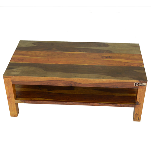 Sheesham Solid Wood Coffee Table With Shelf Mapple Honey - Image 5
