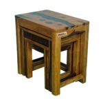 Sheesham Solid Wood Stool Set Of 3 Pcs Provincial Teak
