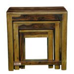 Sheesham Solid Wood Stool Set Of 3 Pcs Provincial Teak - Image 2