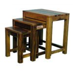 Sheesham Solid Wood Stool Set Of 3 Pcs Provincial Teak - Image 4
