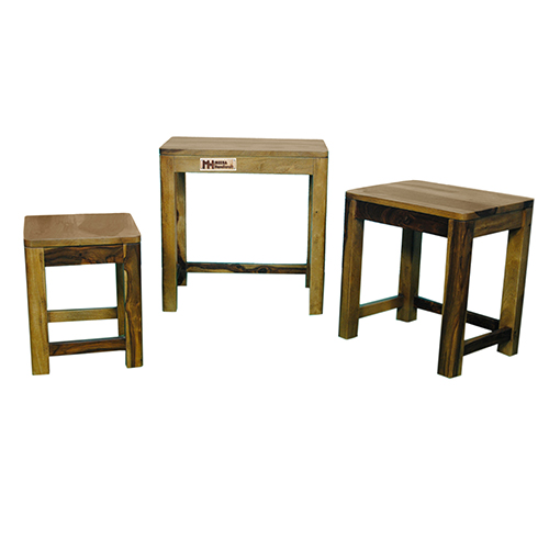 Sheesham Solid Wood Stool Set Of 3 Pcs Provincial Teak - Image 7