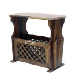 Sheesham Solid Wood Magazine Holder With Carving Provincial Teak - Image 2