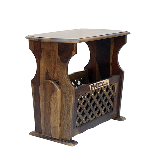 Sheesham Solid Wood Magazine Holder With Carving Provincial Teak - Image 4