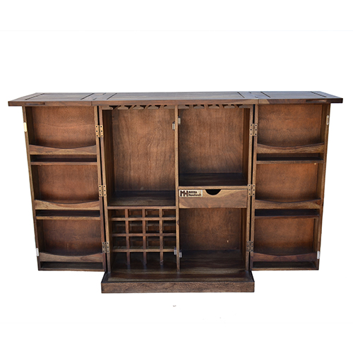 Diamond sheesham solid wood bar cabinet walnut - Image 2