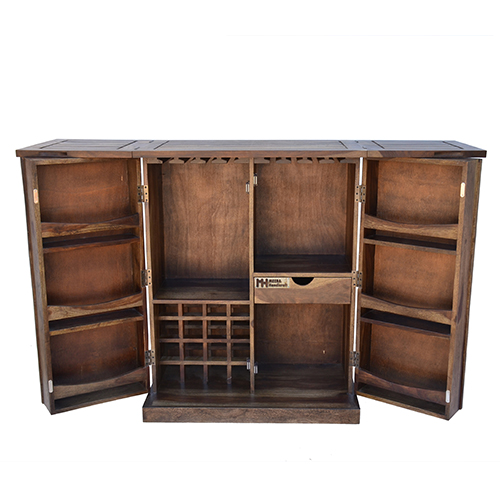 Diamond sheesham solid wood bar cabinet walnut - Image 4
