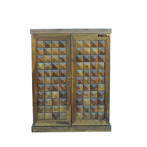 Diamond sheesham solid wood bar cabinet warm chestnut - Image 4