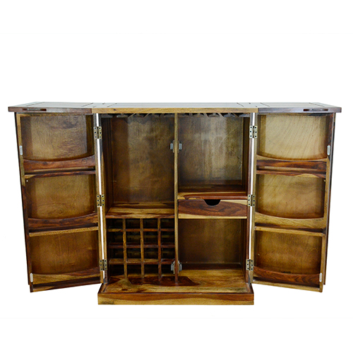 Wooden wave sheesham solid wood bar cabinet provincial teak - Image 4