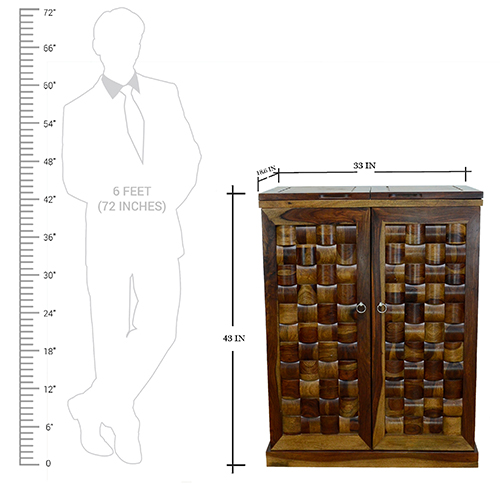 Wooden wave sheesham solid wood bar cabinet provincial teak - Image 9