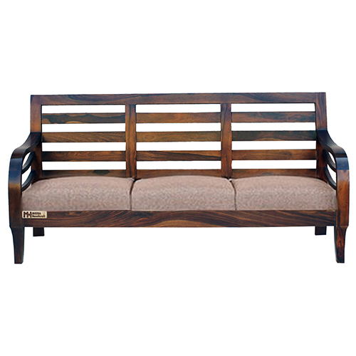 Sheesham Solid Wood Sofa-3 Seater Natural Brown - Image 1