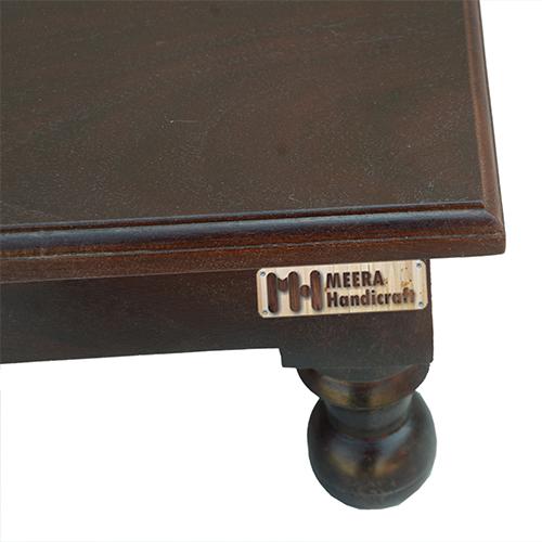 Sheesham Solid Wood Pooja Chowki Natural Brown - Image 5