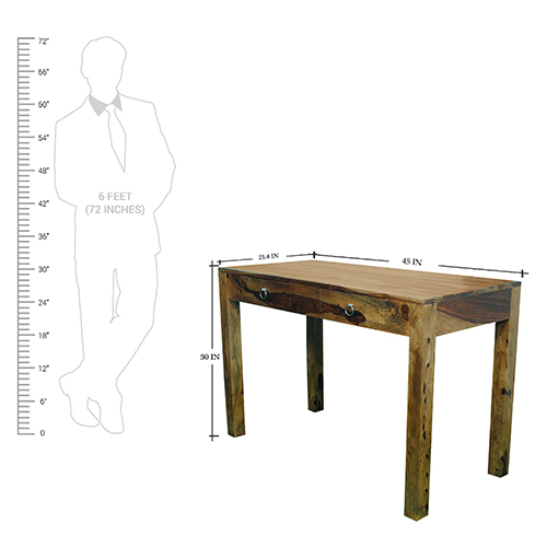 Sheesham Solid Wood Study Table 2 Drawer Provincial Teak - Image 3