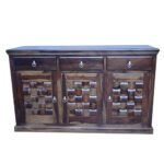 Wooden panel sheesham solid wood side board cabinet walnut - Image 11