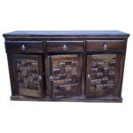 Wooden panel sheesham solid wood side board cabinet walnut - Image 12
