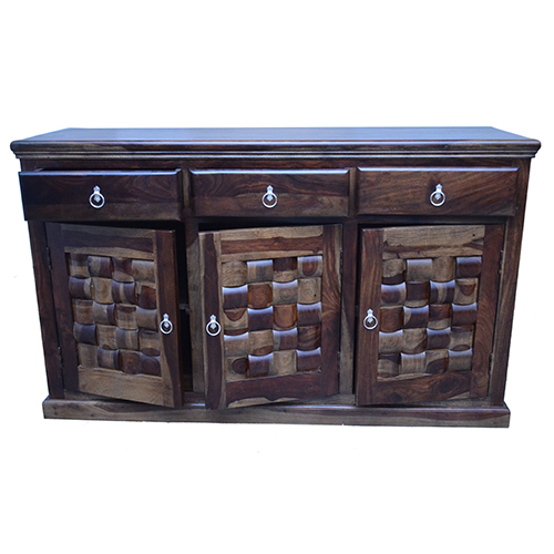 Wooden panel sheesham solid wood side board cabinet walnut - Image 12