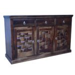Wooden panel sheesham solid wood side board cabinet walnut - Image 13