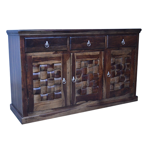 Wooden panel sheesham solid wood side board cabinet walnut - Image 13
