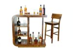 Curve wood bar cabinet