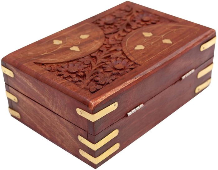 Handcrafted Wood Jewellery Box For Women To store make up beauty products Vanity Box  (Brown) - Image 3