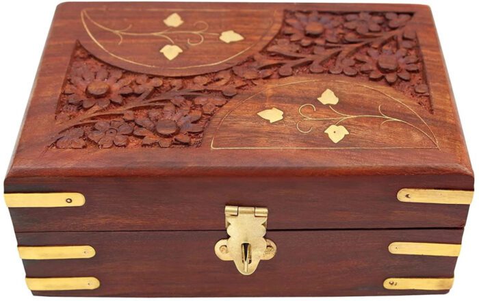 Handcrafted Wood Jewellery Box For Women To store make up beauty products Vanity Box  (Brown) - Image 2